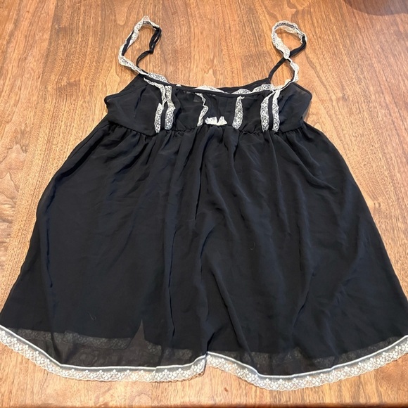 Rare Vintage Victoria’s Secret Sheer Mesh Lace Trim Babydoll Black and White, M - Picture 4 of 9